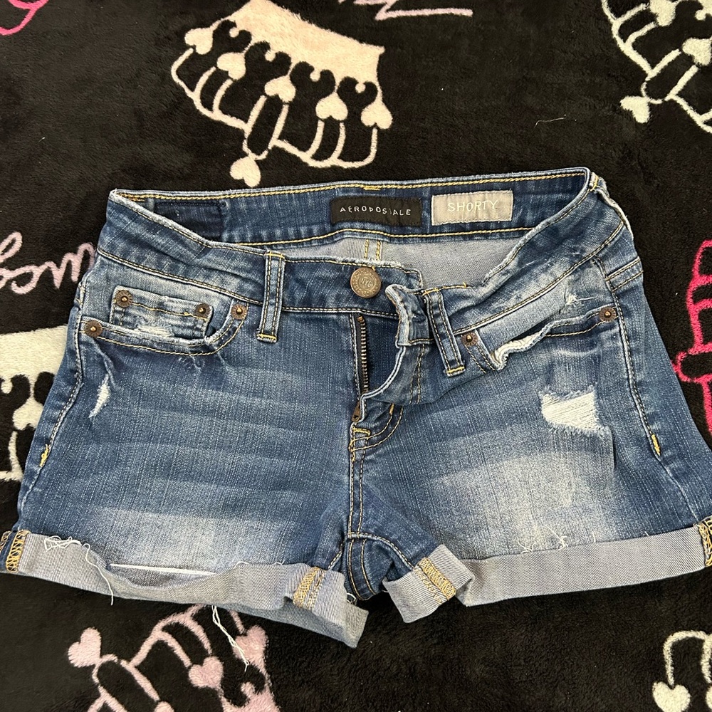 Aeropostale Blue Jean Shorts Distressed Casual